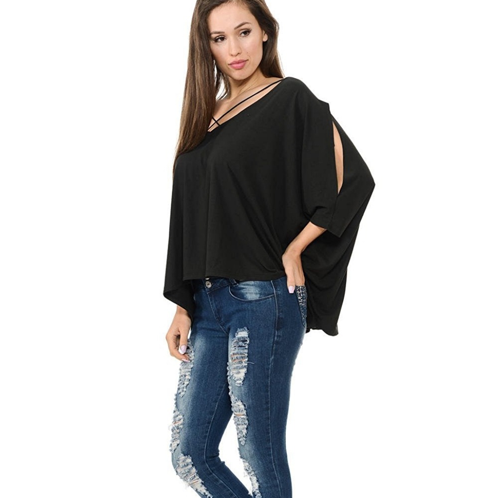 Diamante Crisscross V-Neck Blouse